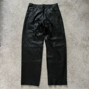 Men's Black Leather Dress Pants